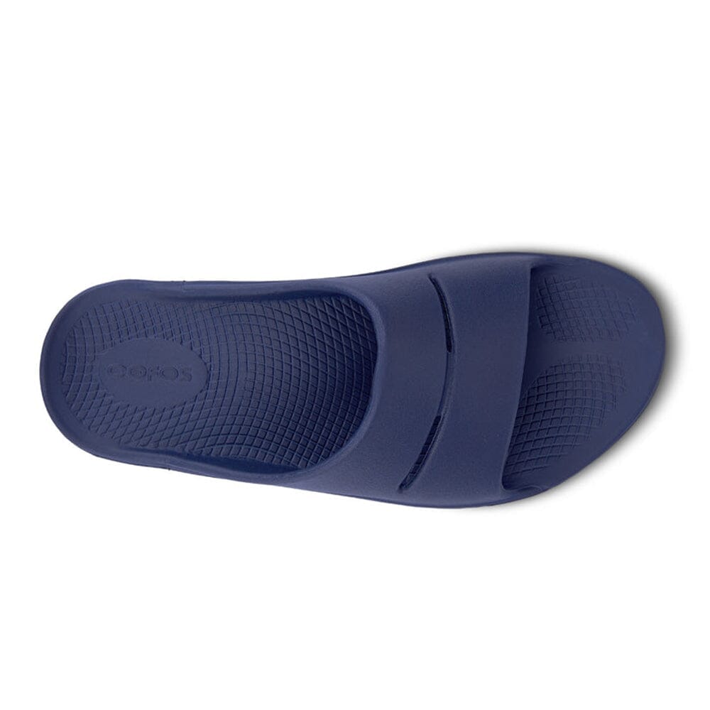 Oofos Ooahh Slide Sandal - BlackToe Running#colour_navy