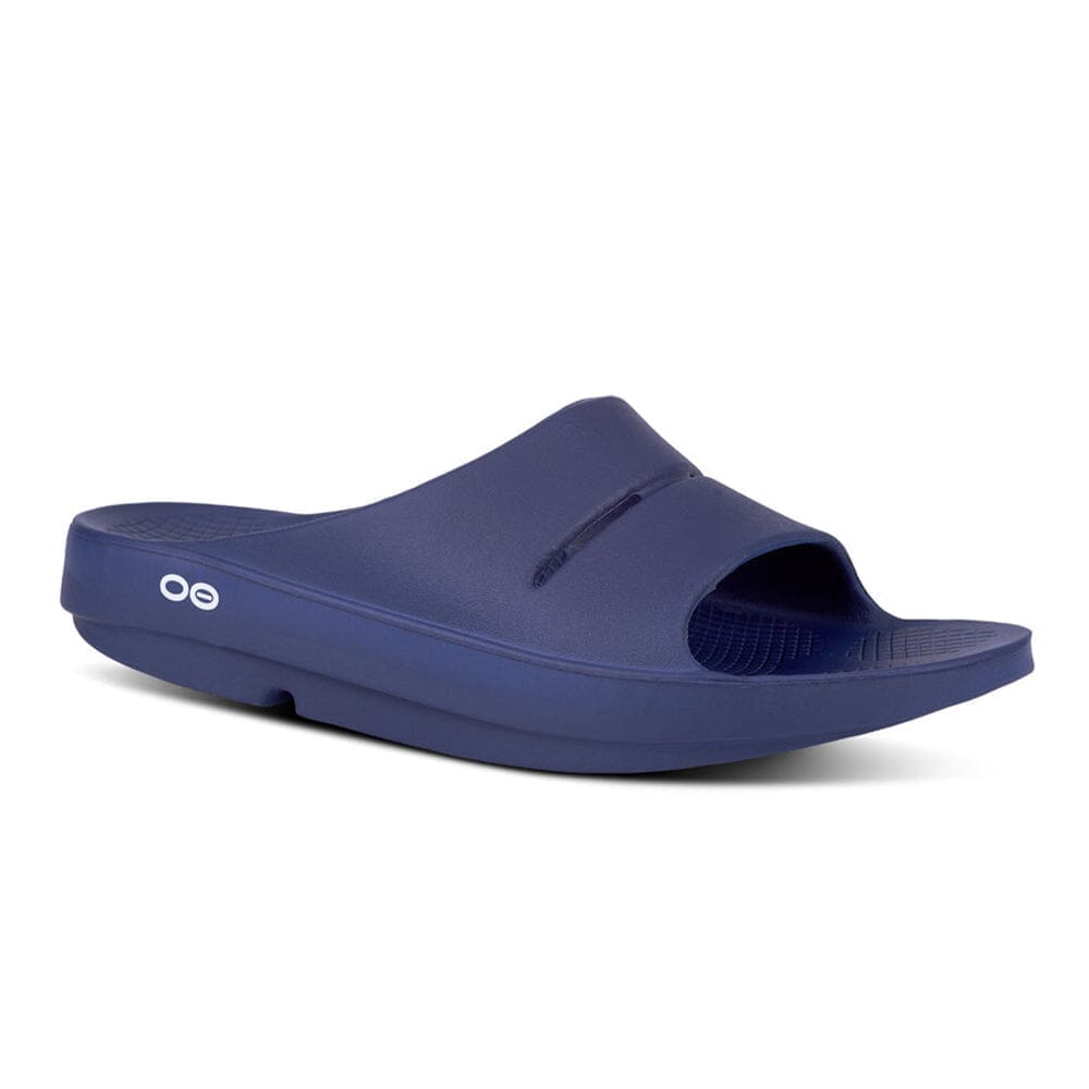 Oofos Ooahh Slide Sandal - BlackToe Running#colour_navy