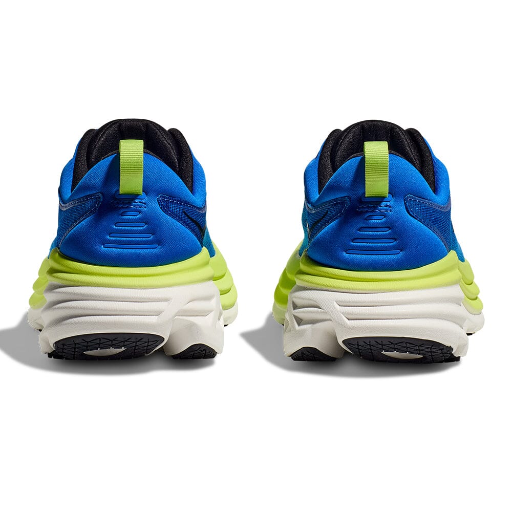 Hoka Men's Bondi 8 - BlackToe Running#colour_electric-cobalt-lettuce