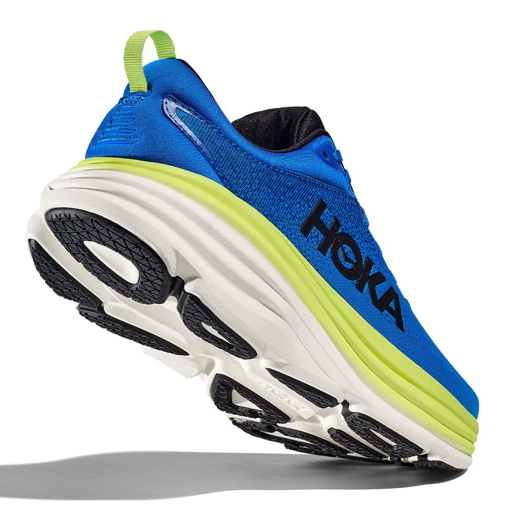 Hoka Men's Bondi 8 - BlackToe Running#colour_electric-cobalt-lettuce