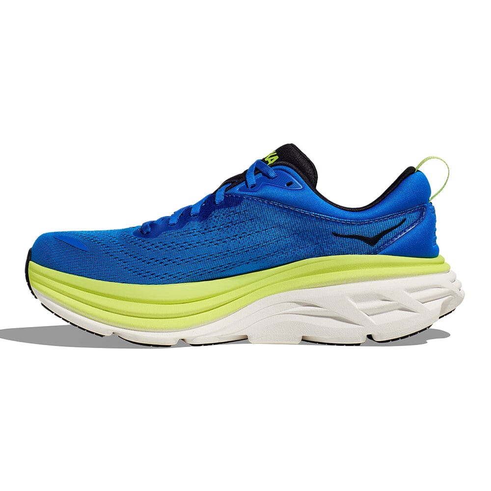 Hoka Men's Bondi 8 - BlackToe Running#colour_electric-cobalt-lettuce