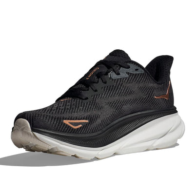 Hoka Women's Clifton 9 Women's Shoes - BlackToe Running#colour_black-rose-gold