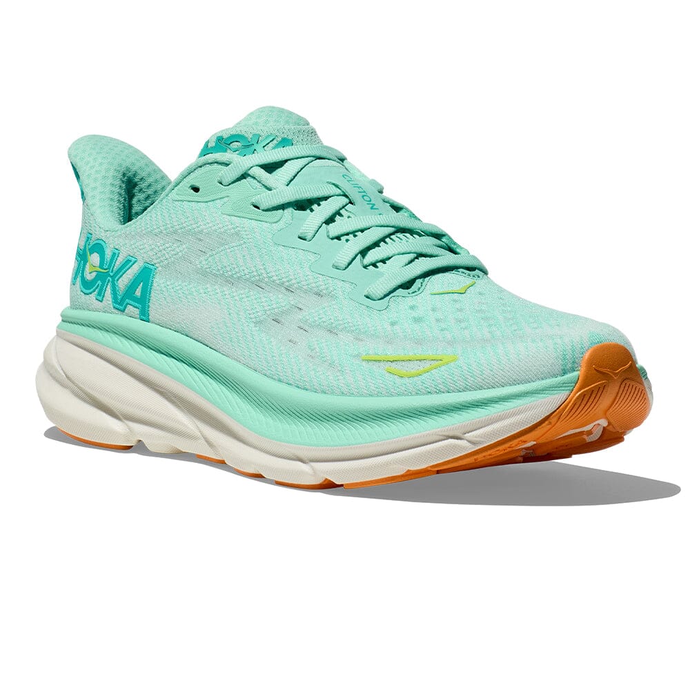 Hoka Women's Clifton 9 - BlackToe Running#colour_seafoam-aqua-breeze