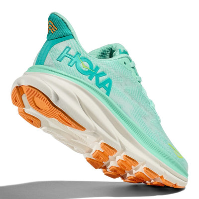 Hoka Women's Clifton 9 - BlackToe Running#colour_seafoam-aqua-breeze