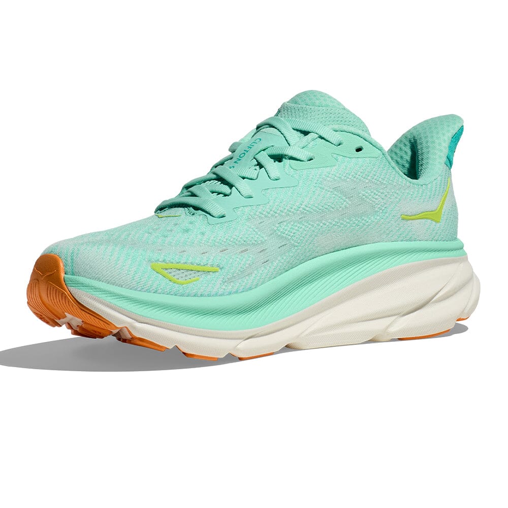 Hoka Women's Clifton 9 - BlackToe Running#colour_seafoam-aqua-breeze