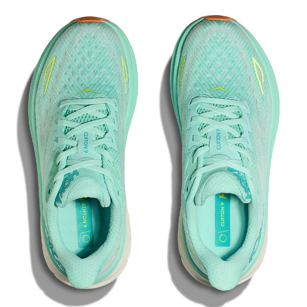 Hoka Women's Clifton 9 - BlackToe Running#colour_seafoam-aqua-breeze