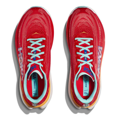 Hoka One One Men's Mach X Men's Shoes - BlackToe Running#colour_cerise-cloudless