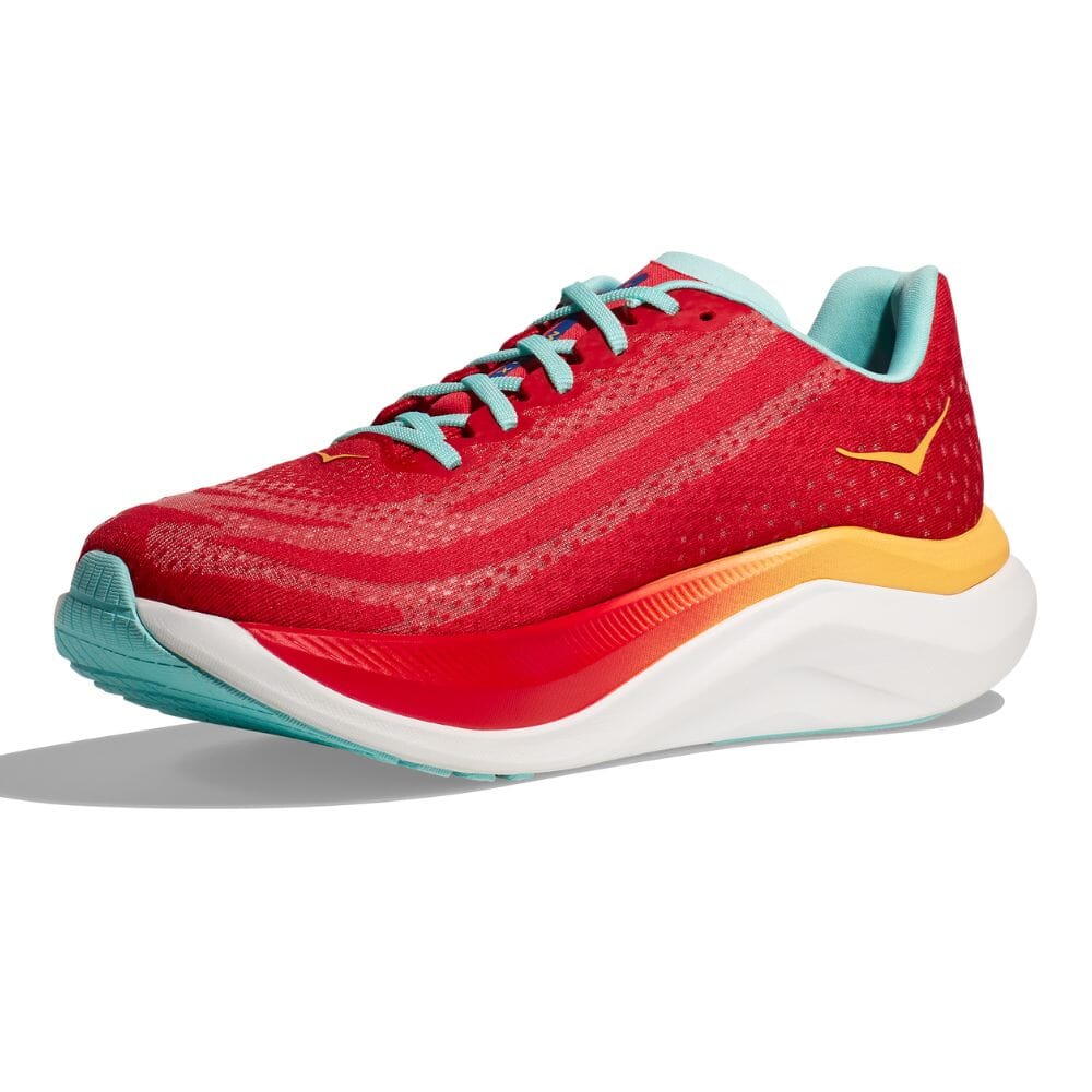 Hoka One One Men's Mach X Men's Shoes - BlackToe Running#colour_cerise-cloudless