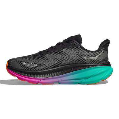 Hoka Men's Clifton 9 GTX Men's Shoes - BlackToe Running#colour_black-electric-aqua