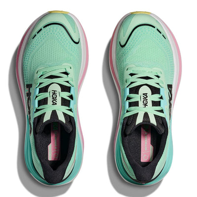 Hoka Women's Skyward X - BlackToe Running#colour_mint-fluorite-blue-spark