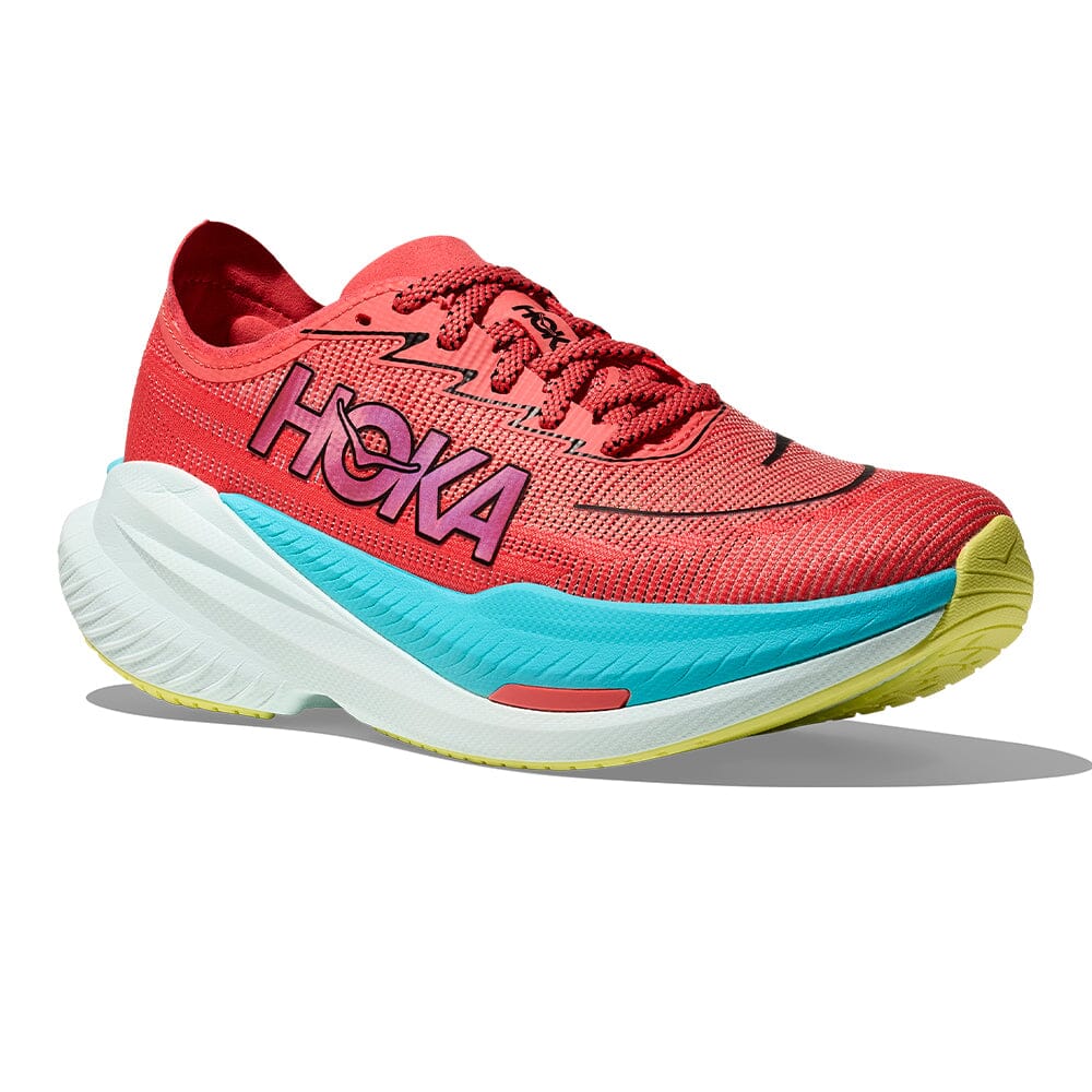 Hoka Women's Mach X 2 - BlackToe Running#colour_grapefruit-electric-coral