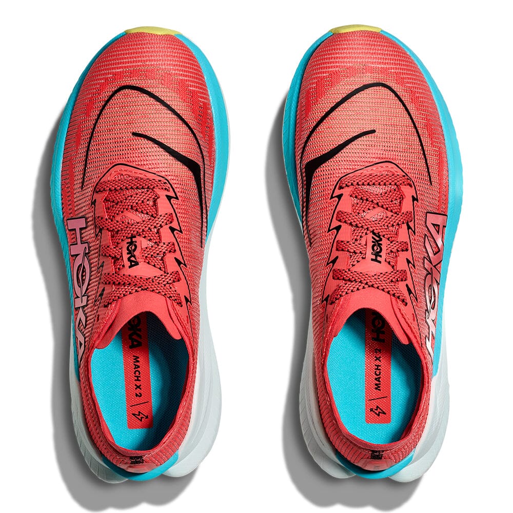 Hoka Women's Mach X 2 - BlackToe Running#colour_grapefruit-electric-coral