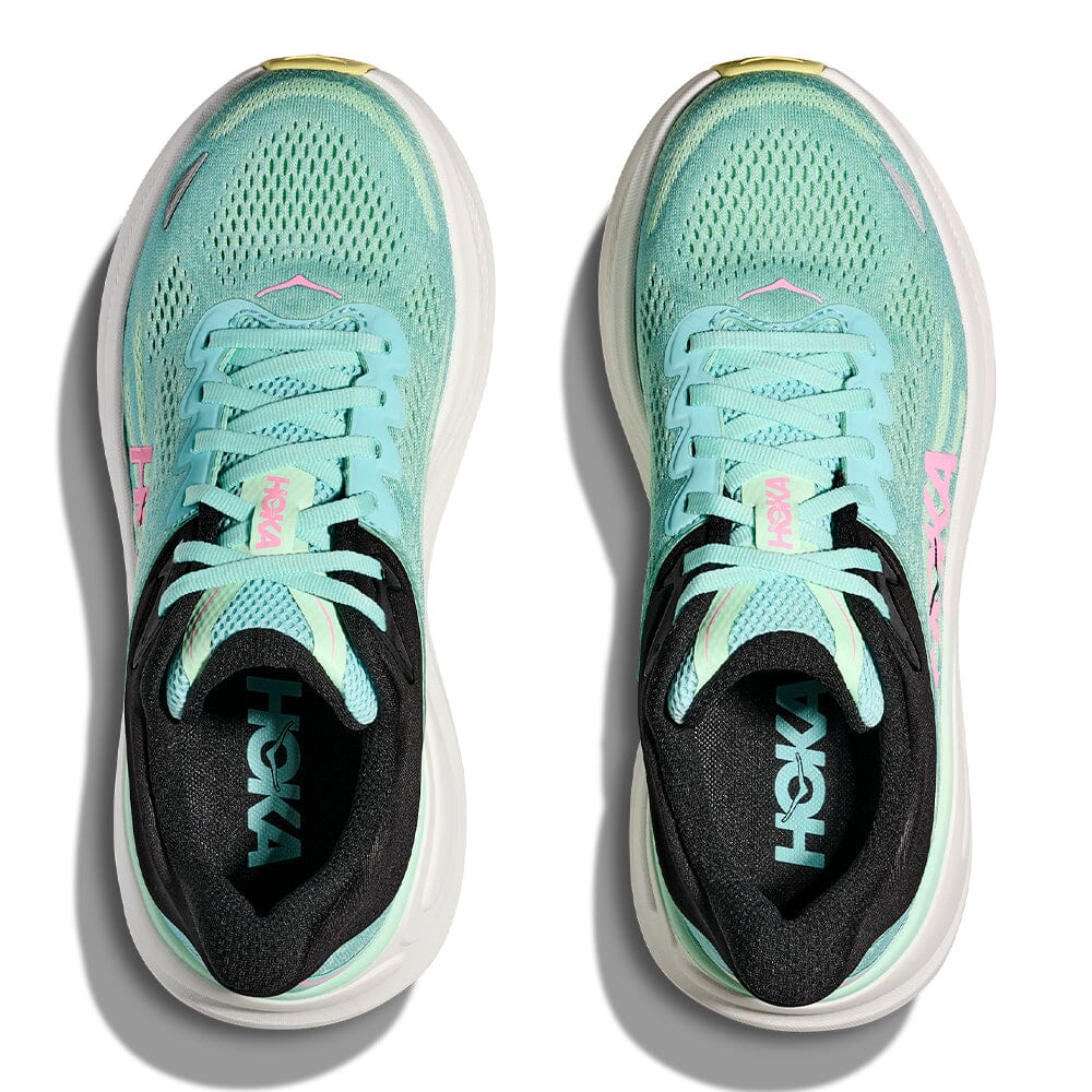 Hoka Women's Bondi 9 - BlackToe Running#colour_blue-spark-mint-fluorite