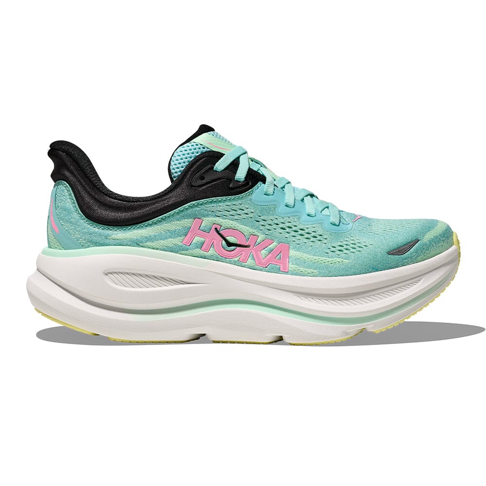 Hoka Women's Bondi 9 - BlackToe Running#colour_blue-spark-mint-fluorite