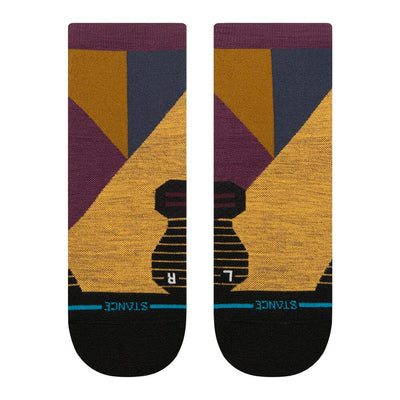 Stance Run Vertical Wool Quarter Socks - BlackToe Running#colour_gold