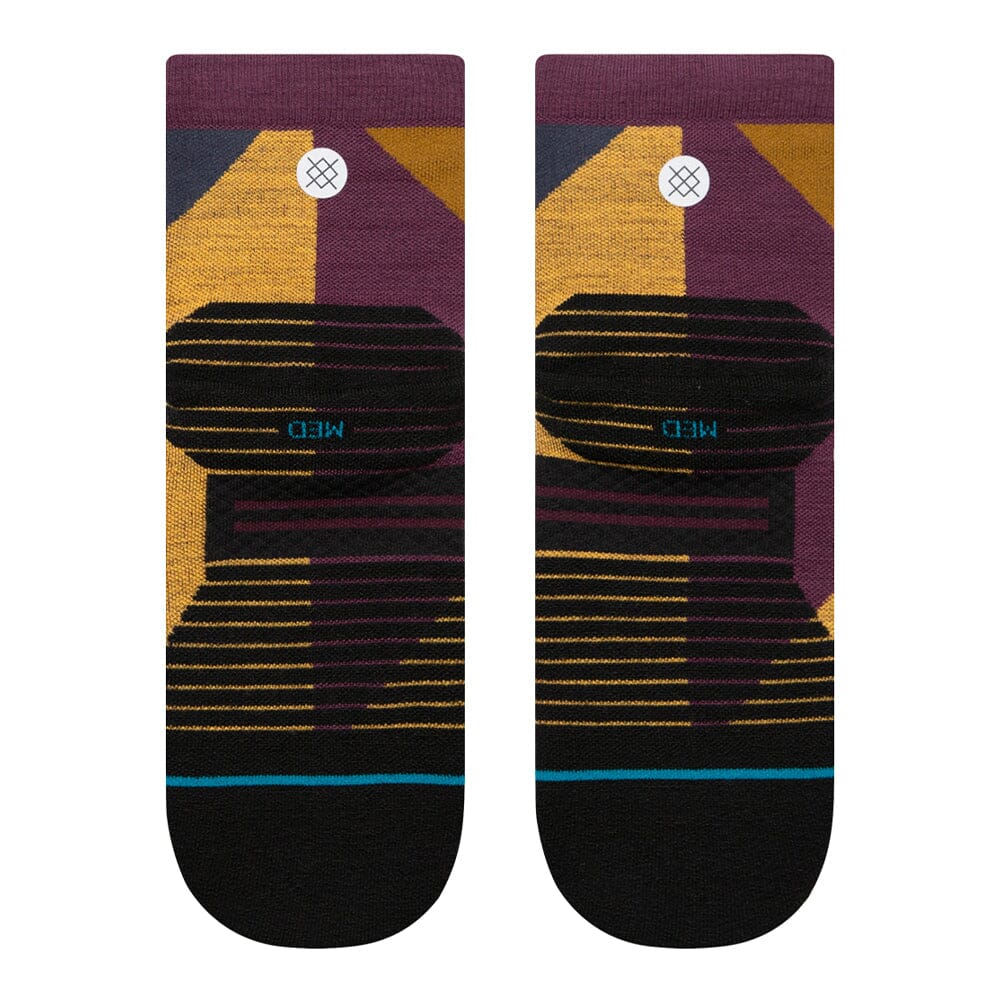 Stance Run Vertical Wool Quarter Socks - BlackToe Running#colour_gold