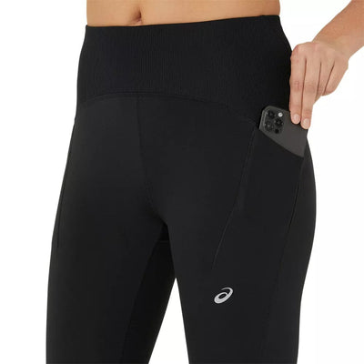 Asics Women's Road Winter High Waist Tight - BlackToe Running#colour_performance-black