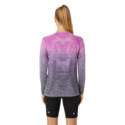 Asics Women's Seamless Long Sleeve Top - BlackToe Running#colour_bold-magenta-blue-expanse