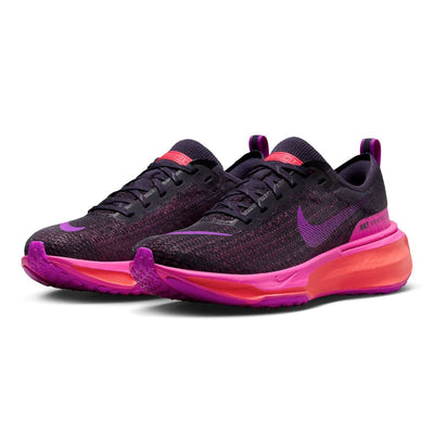 Nike Women's ZoomX Invincible Run Flyknit 3 - BlackToe Running#colour_dark-raisin-hyper-violet-hot-punch