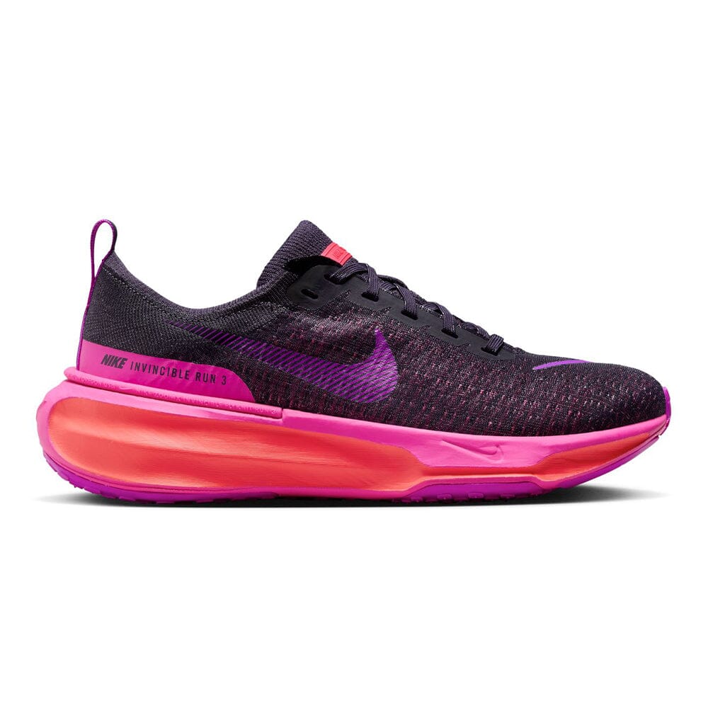 Nike Women's ZoomX Invincible Run Flyknit 3 - BlackToe Running#colour_dark-raisin-hyper-violet-hot-punch