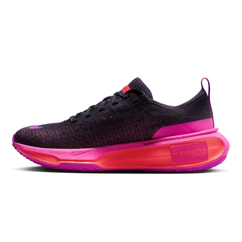 Nike Women's ZoomX Invincible Run Flyknit 3 - BlackToe Running#colour_dark-raisin-hyper-violet-hot-punch