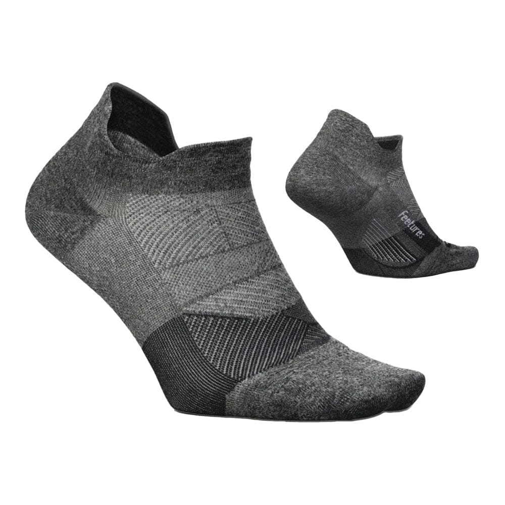 Feetures Elite Ultralight Cushion No-Show Tab Socks - BlackToe Running#colour_gray-black