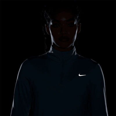 Nike Women's Dri-FIT Swift Element UV Half-Zip - BlackToe Running#colour_denim-turq