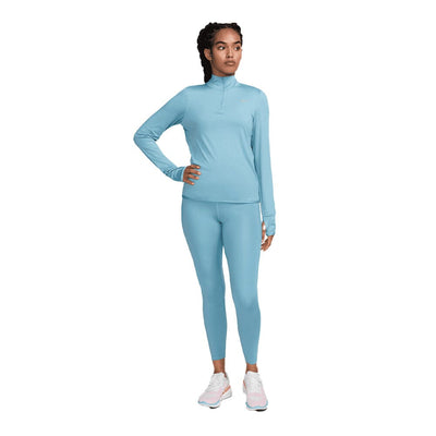 Nike Women's Dri-FIT Swift Element UV Half-Zip - BlackToe Running#colour_denim-turq