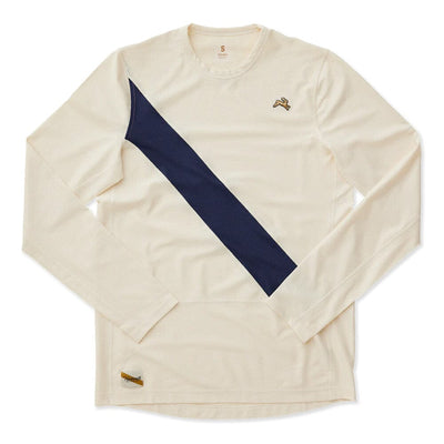 Tracksmith Men's Van Cortlandt Long Sleeve Men's Tops - BlackToe Running#colour_ivory-navy