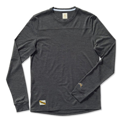 Tracksmith Men's Harrier Long Sleeve - BlackToe Running#colour_dark-gray-heather