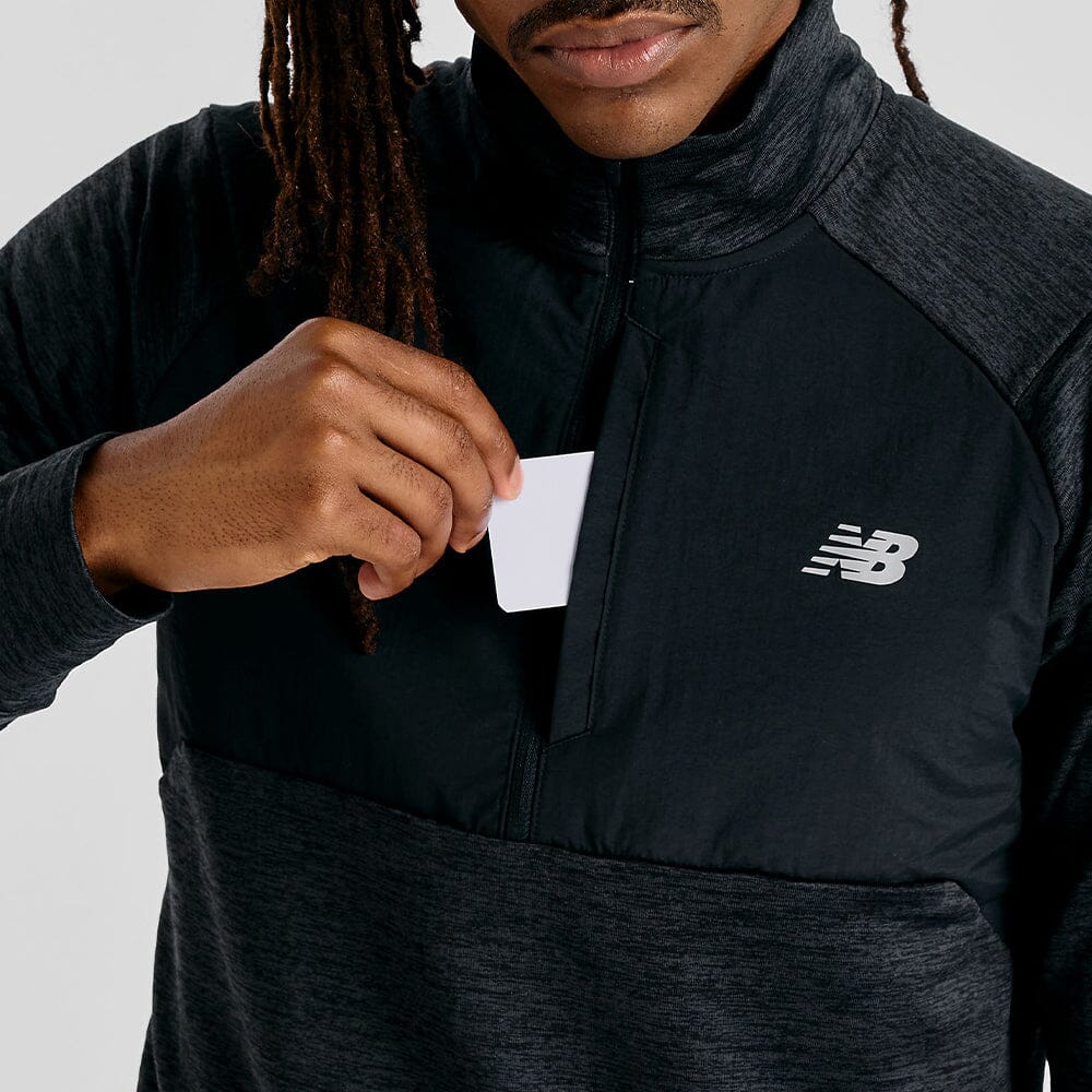 New Balance Men's Athletics Heat Grid 1/2 Zip - BlackToe Running#colour_black