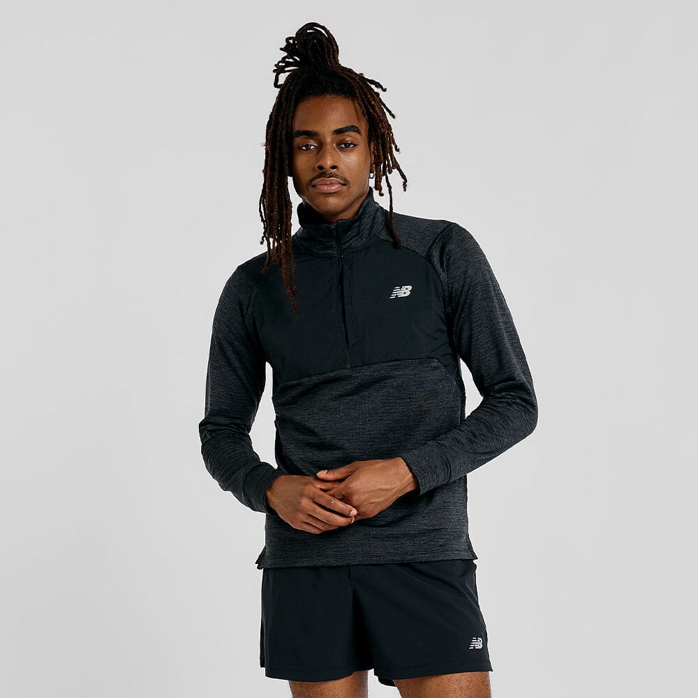 New Balance Men's Athletics Heat Grid 1/2 Zip - BlackToe Running#colour_black