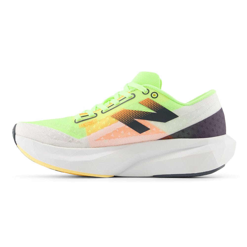 New Balance Men's FuelCell Rebel v4 - BlackToe Running#colour_white-bleached-lime-glo-hot-mango