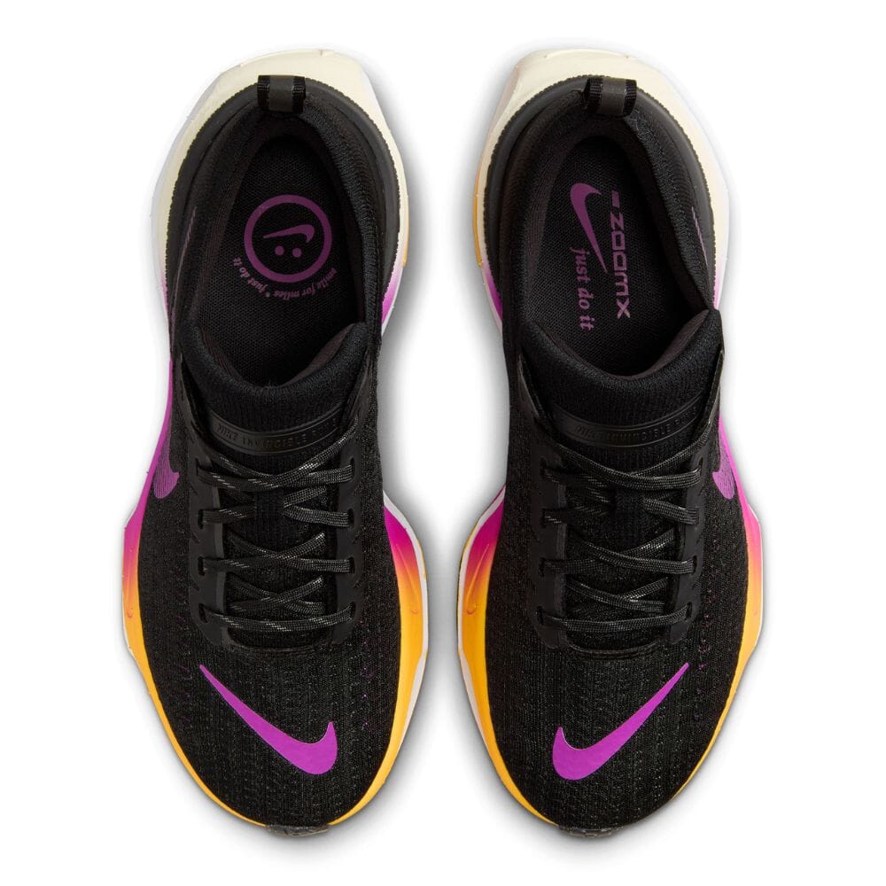 Nike Women's ZoomX Invincible Run Flyknit 3 - BlackToe Running#colour_black-hyper-violet-laser-orange