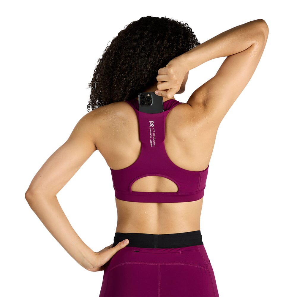 Bandit Running Women's STAMINA™ Scoop Neck Run Bra - BlackToe Running#colour_deep-plum