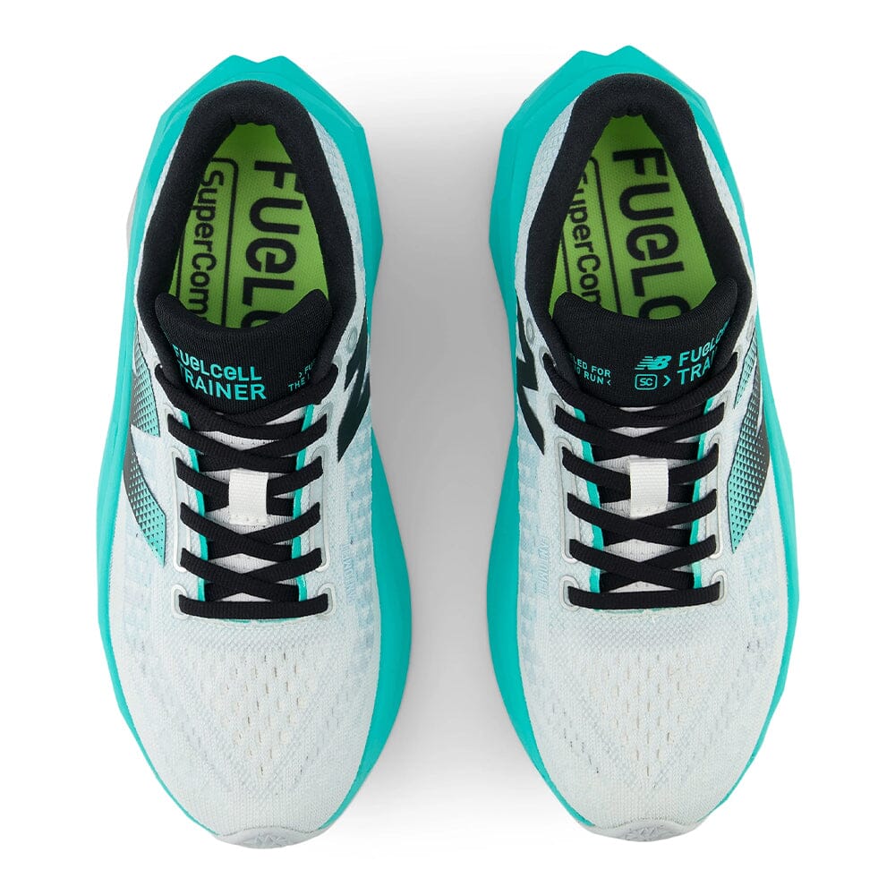 New Balance Women's FuelCell SuperComp Trainer v3 Women's Shoes - BlackToe Running#colour_cyber-jade-silver-metallic-deep-sea