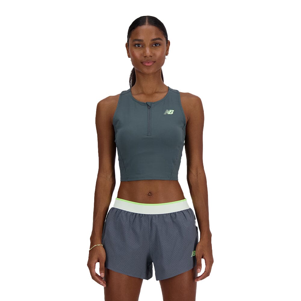 New Balance Women's Sleek Race Day Fitted Tank - BlackToe Running#colour_graphite