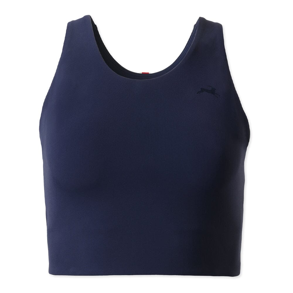 Tracksmith Women's Lane Five Crop Top Women's Tops - BlackToe Running#colour_navy