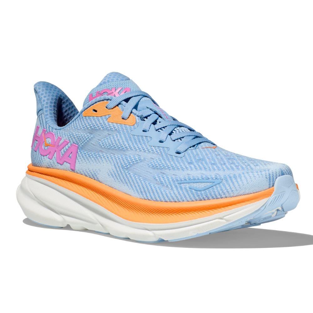 Hoka Women's Clifton 9 Women's Shoes - BlackToe Running#colour_airy-blue-ice-water