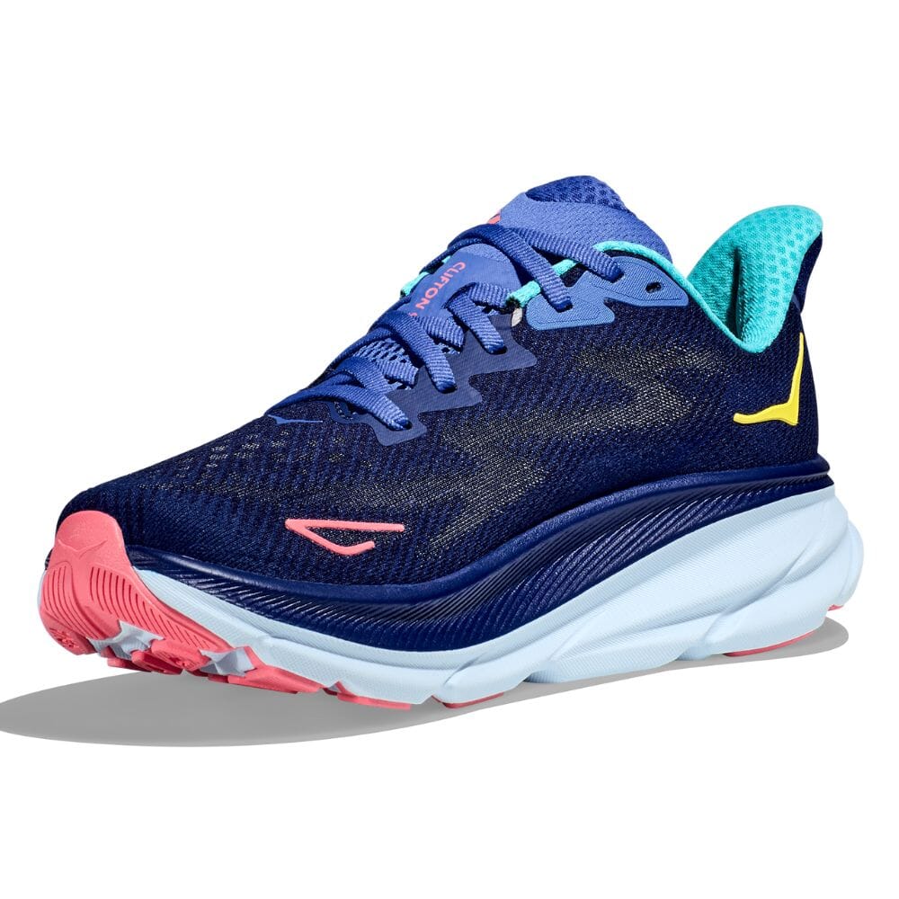 Hoka Women's Clifton 9 Women's Shoes - BlackToe Running#colour_bellwether-blue-ceramic