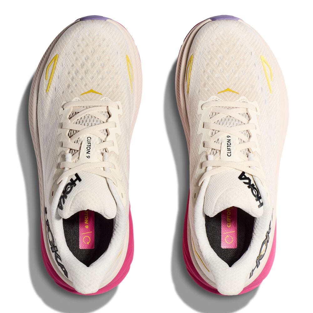 Hoka Women's Clifton 9 Women's Shoes - BlackToe Running#colour_eggnog-blanc-de-blanc