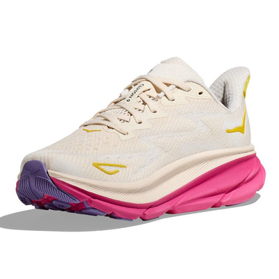 Hoka Women's Clifton 9 Women's Shoes - BlackToe Running#colour_eggnog-blanc-de-blanc