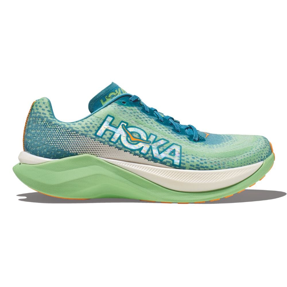 Hoka Men's Mach X Men's Shoes - BlackToe Running#colour_ocean-mist-lime-glow