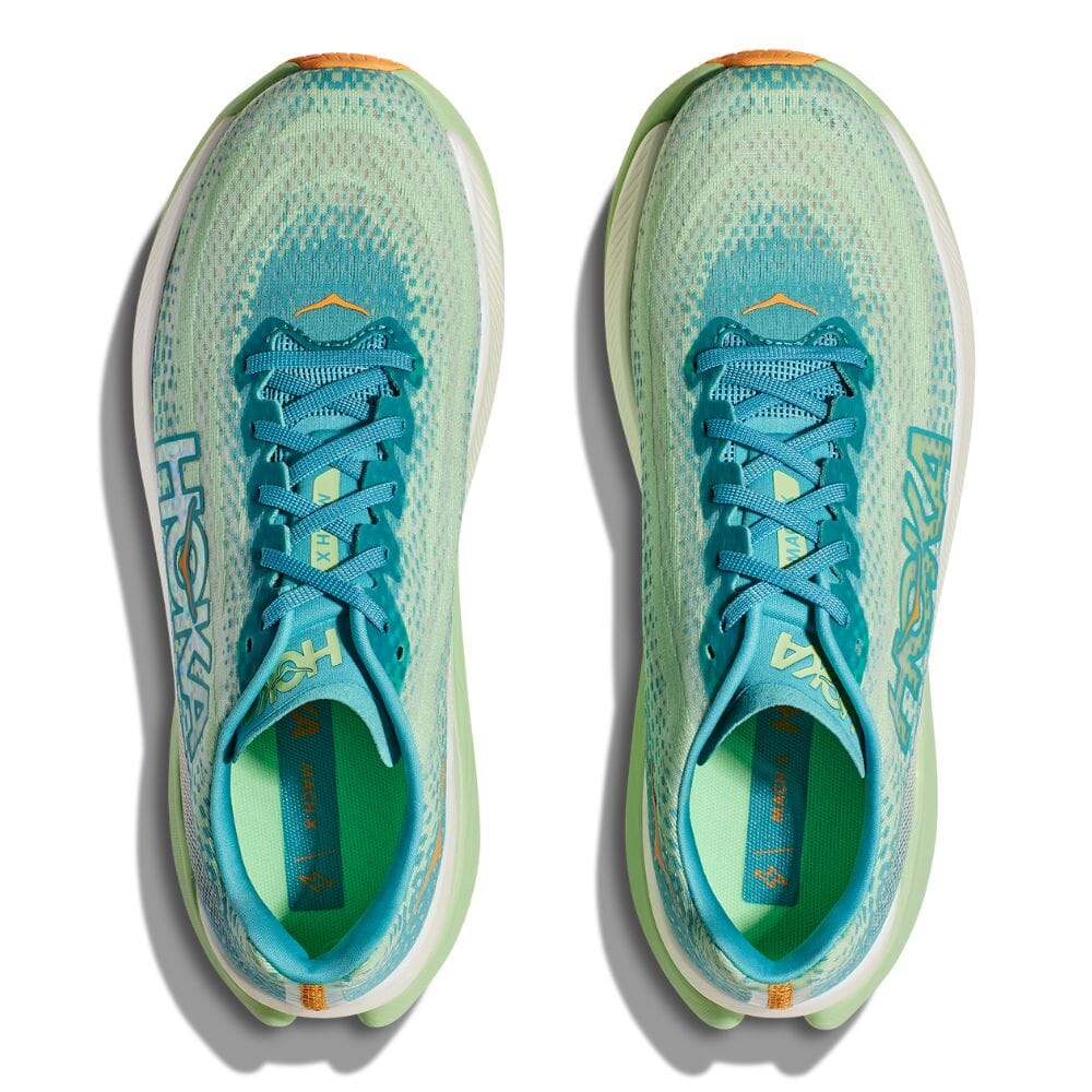 Hoka Men's Mach X Men's Shoes - BlackToe Running#colour_ocean-mist-lime-glow