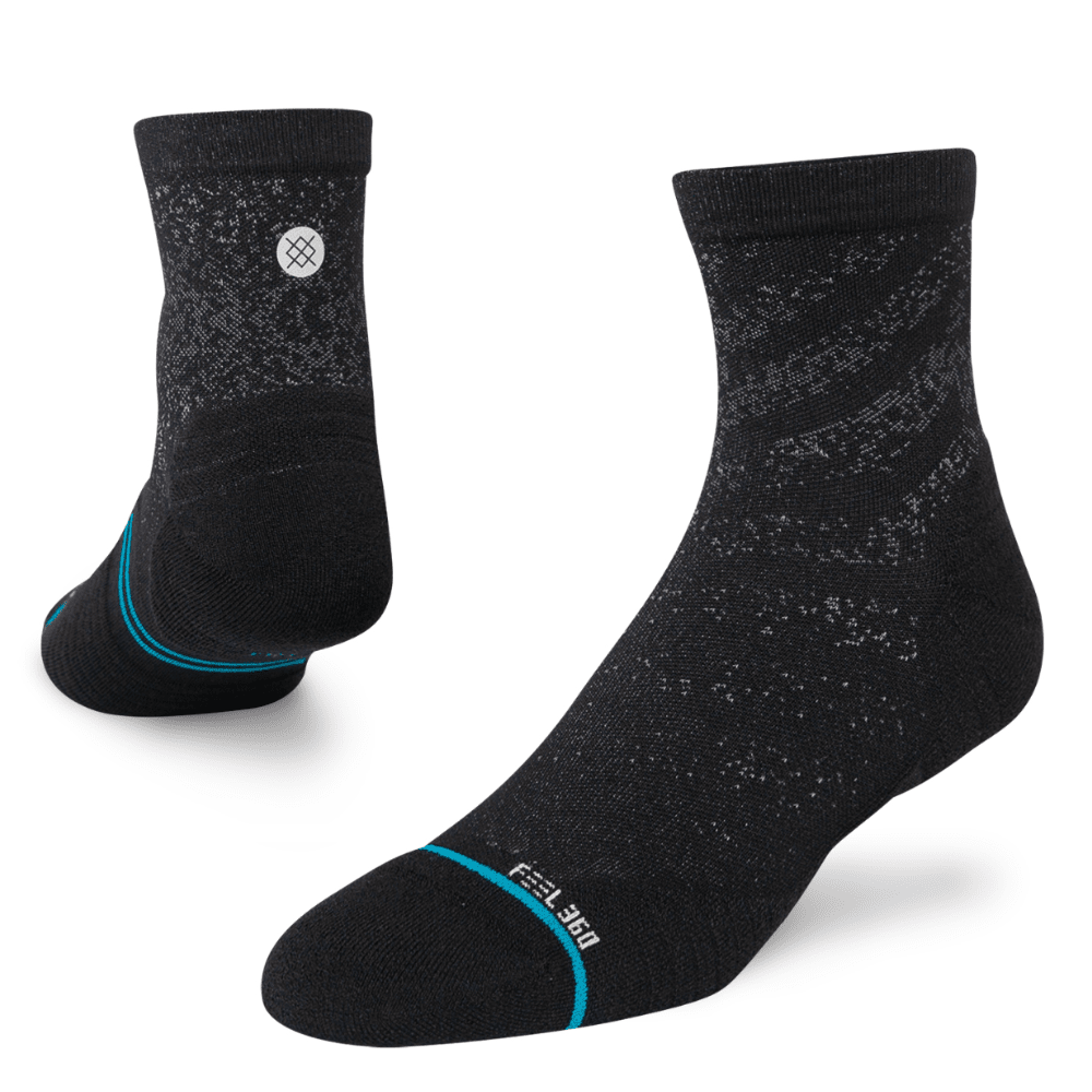 Stance Unisex - Run Light - Run Quarter Socks - BlackToe Running#colour_black