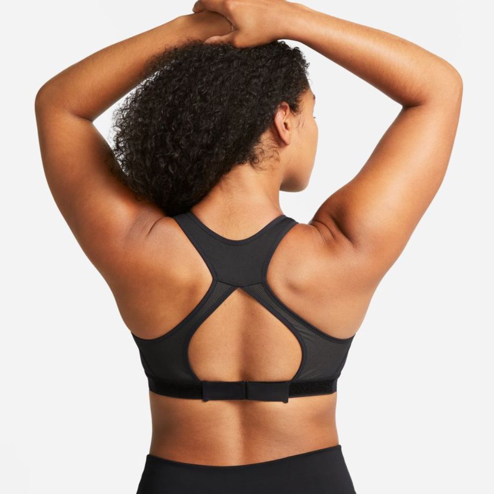 Nike Swoosh Women s High Support Non Padded Adjustable Sports Bra Black 50 Recycled Polyester