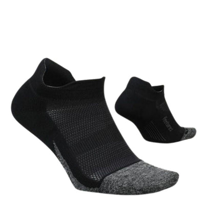 Feetures Elite Light Cushion No-Show Tab Socks - BlackToe Running#colour_black-grey