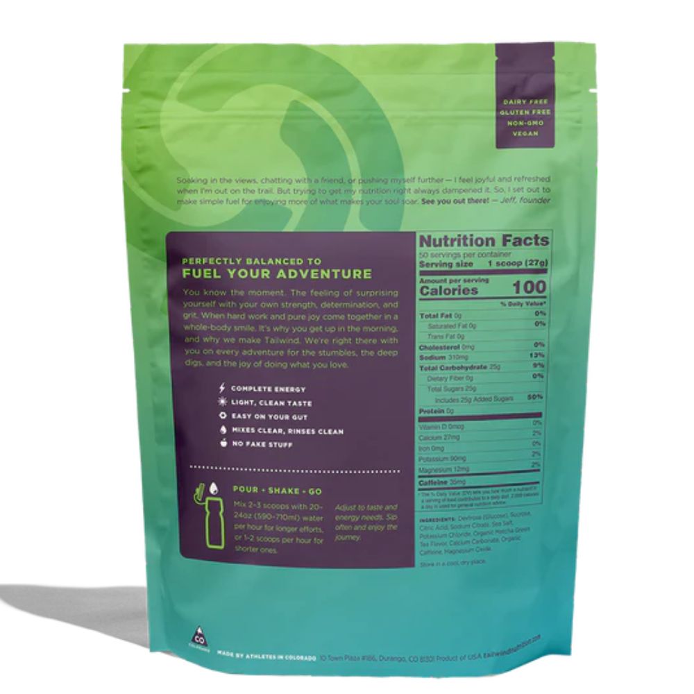 Tailwind Nutrition - 30 Serving Bag Caffeinated Nutrition - BlackToe Running#flavour_matcha